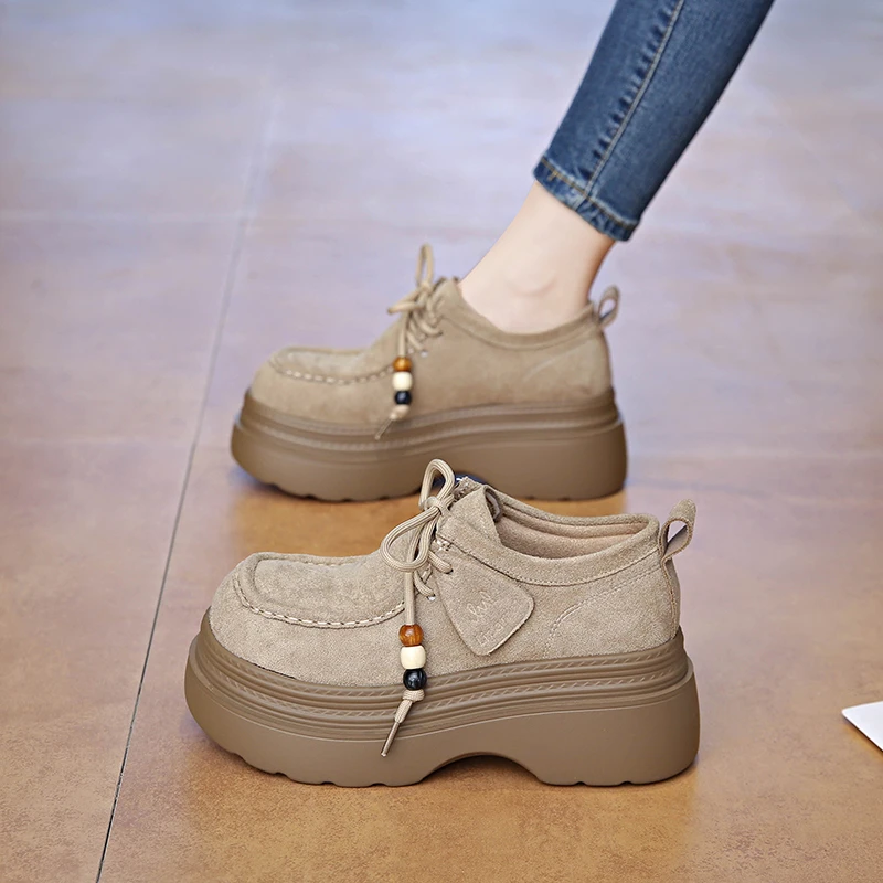 松糕厚底增高女鞋子2025新款秋季百搭复古勃肯鞋休闲板鞋乐福单鞋