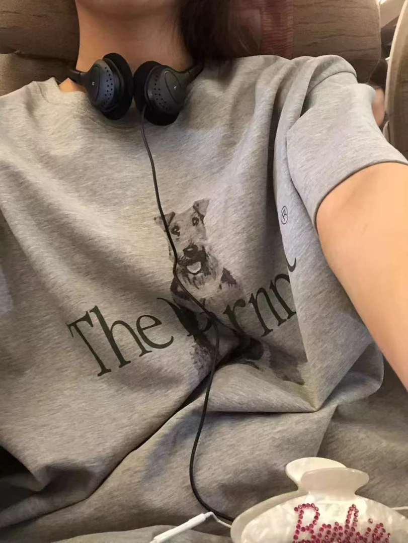 韩国the barn*et圆领狗狗字母印花短袖T恤