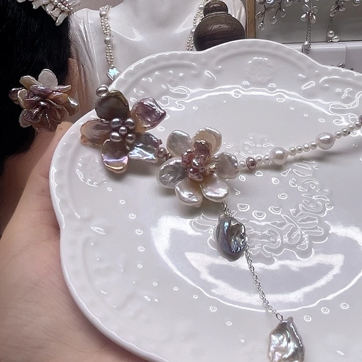 应***侠珍珠花项链天然保真