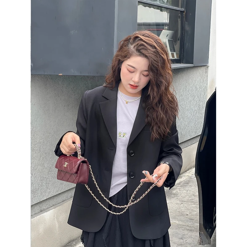 WenWen小个子韩版设计师款后背开叉休闲西装外套25新款百搭2540