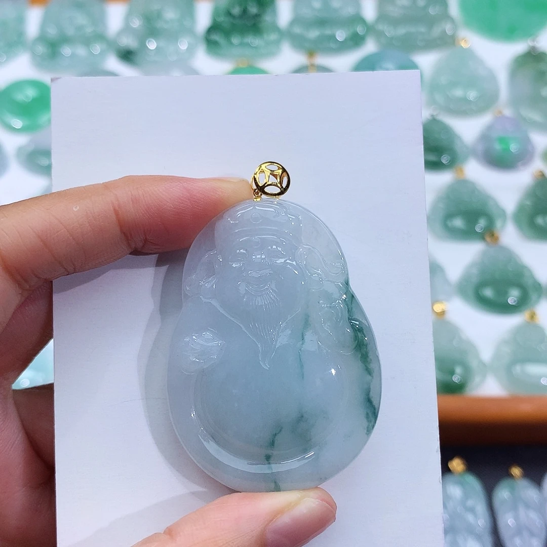 翡翠18K金镶嵌颈饰翡翠吊坠