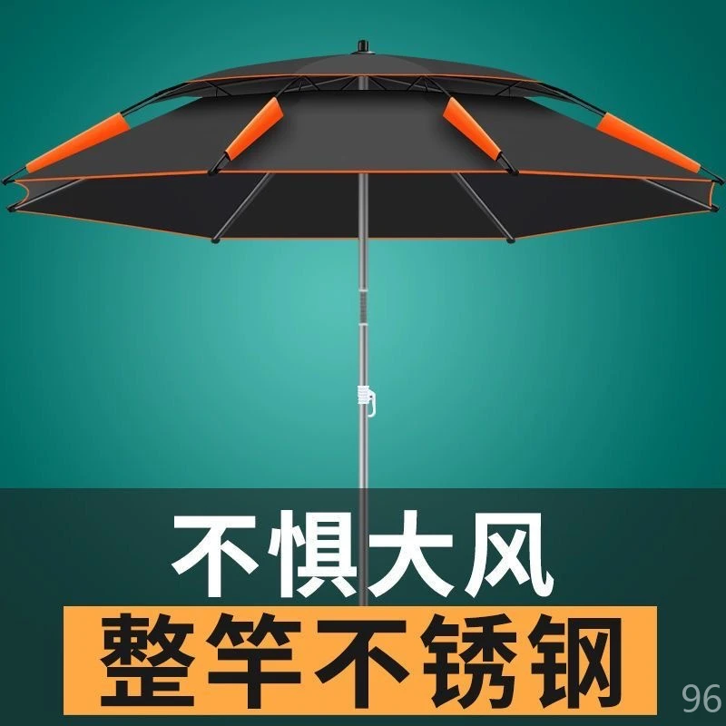 新款升级十二棱钓鱼伞加厚黑胶钓伞户外遮阳伞旗舰拐杖加粗伞骨