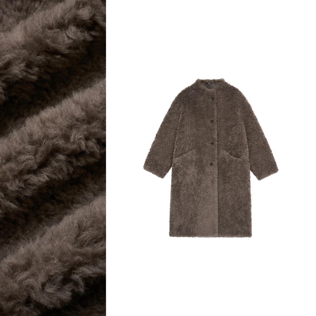 【大C严选】北欧单！立领澳洲全羊毛颗粒泰迪棕皮草长款大衣~