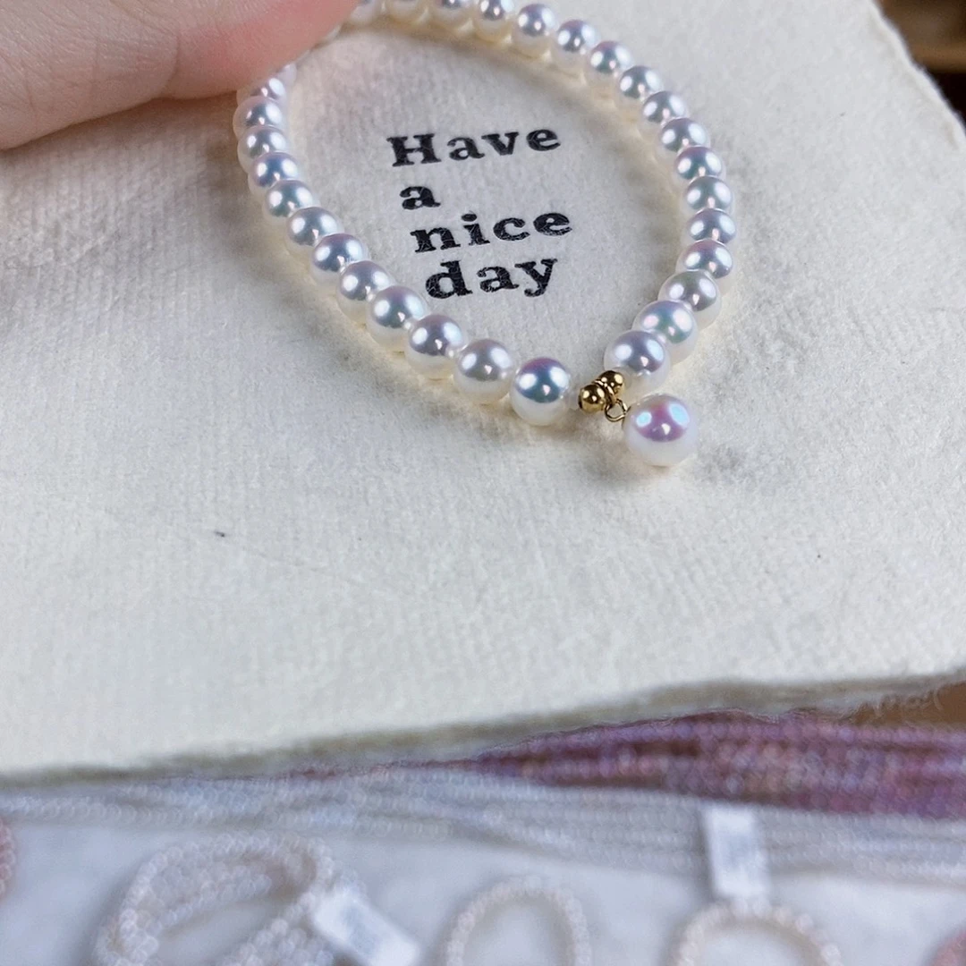 淡水珍珠手绳18K金镶嵌