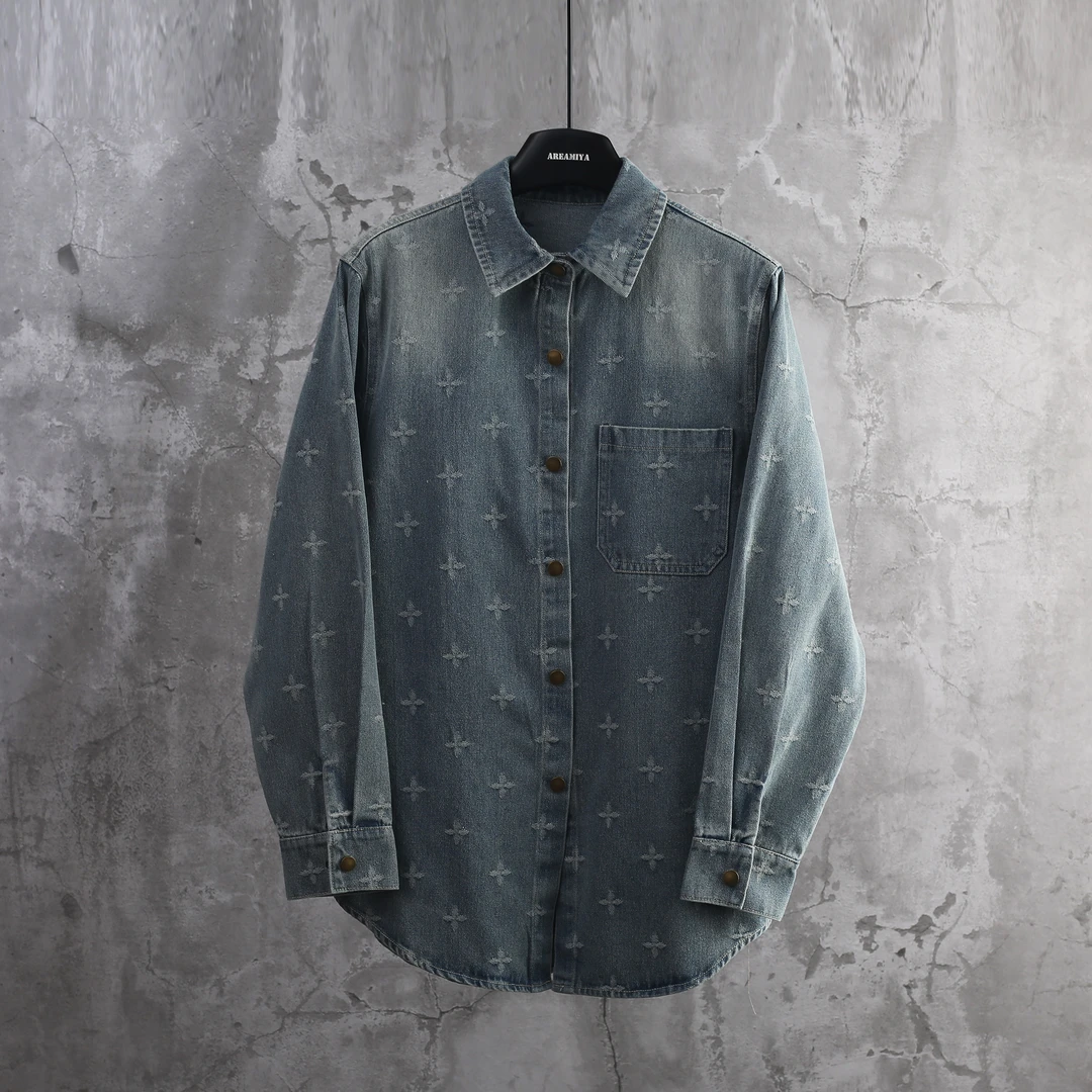 春秋长袖牛仔衬衫外套