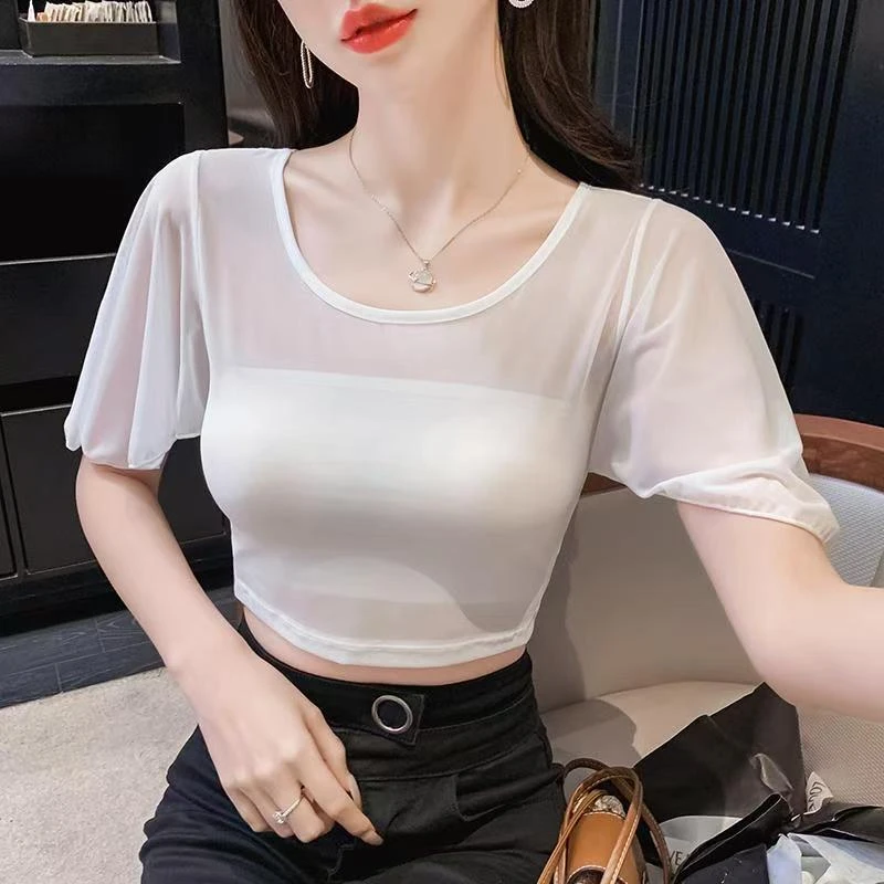 【直播专享】2025夏季新款打底短款小披肩 外穿内搭圆领半截罩衫女