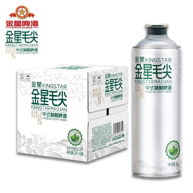 [送货上门]金星毛尖中式精酿啤酒12°P 1L*6桶/整箱/原箱 茶香 麦香 酒香三香融合 回味优雅