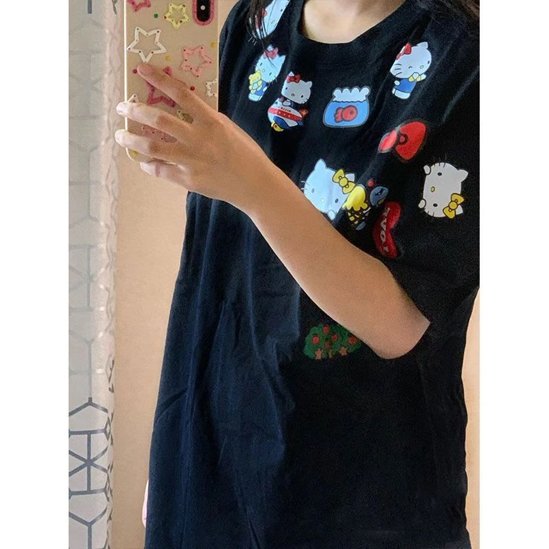 hellokitty短袖t恤女2024新款夏季宽松情侣纯棉体恤凯蒂猫上衣潮