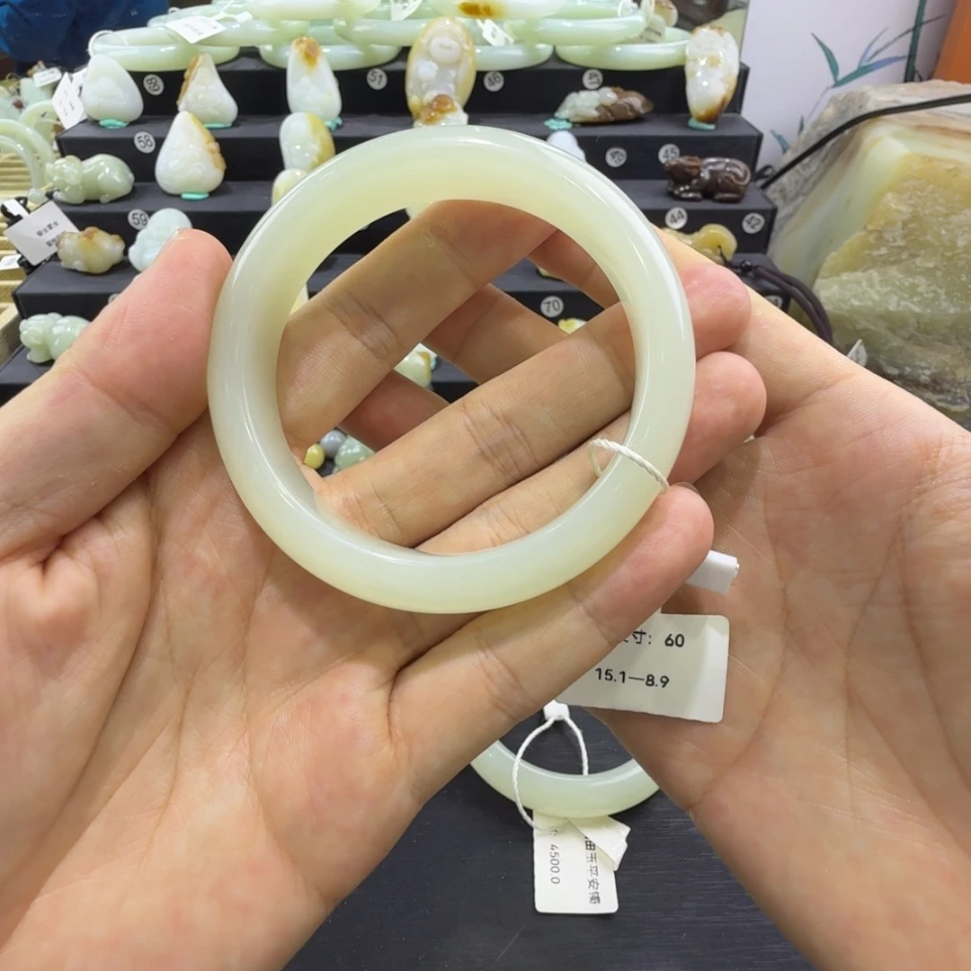 和田玉未镶嵌手镯新疆和田玉手镯圈口60