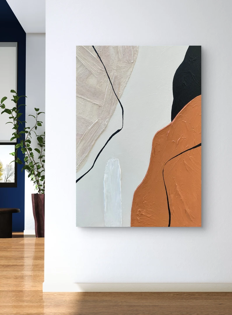 《色彩碰撞》手绘立体厚肌理抽象油画玄关客厅装饰画