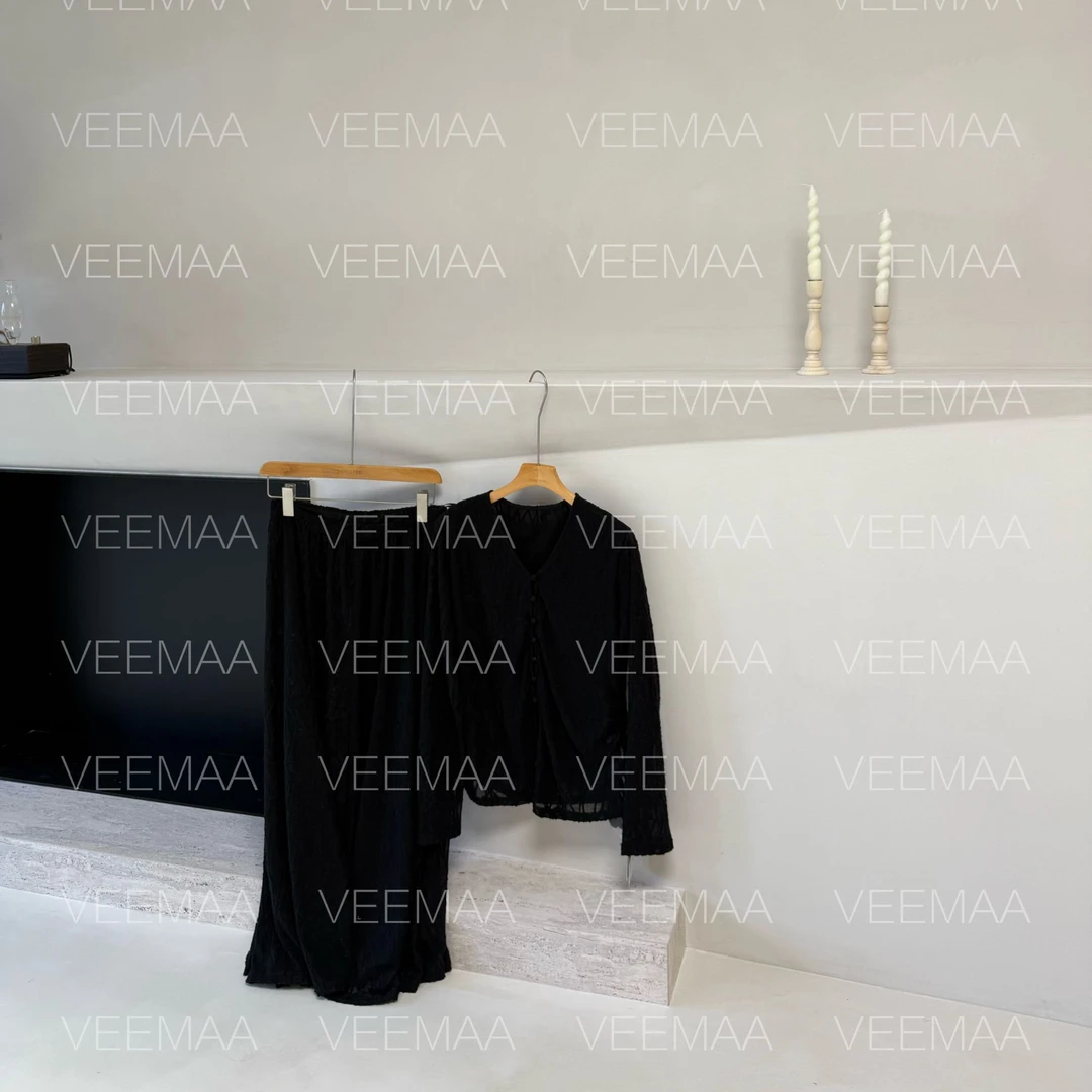 【Veemaa】梦露 黑色气质显瘦套装