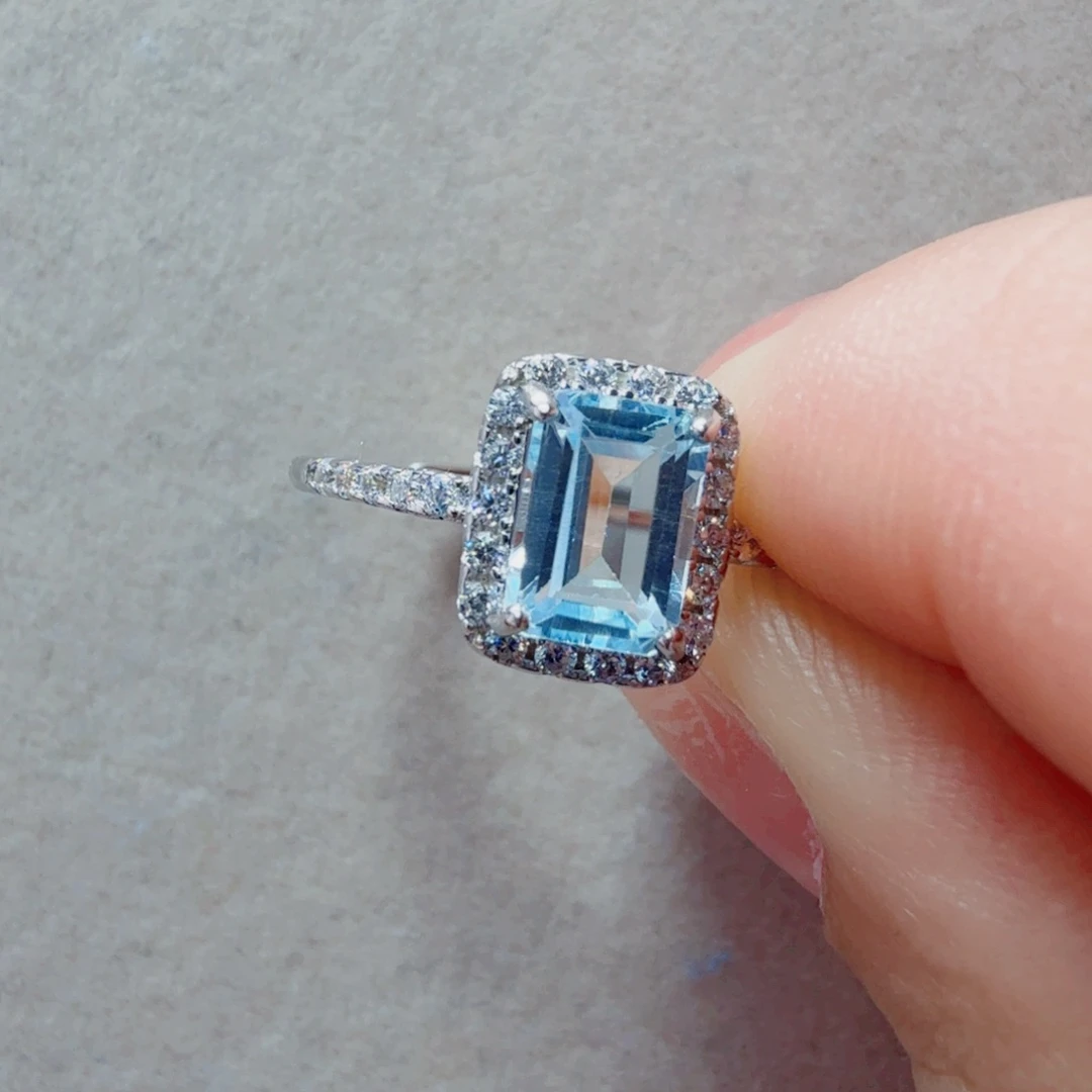 托帕石戒指银S925镶嵌国首质检