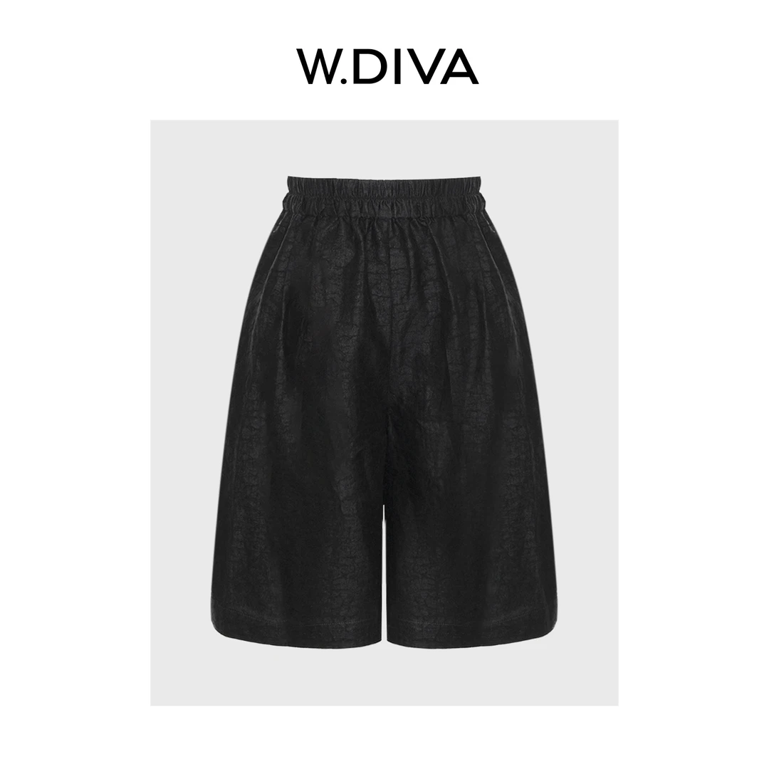 W.Diva【风铃】26姆米香云纱龟裂纹新中式腰头捏褶短裤52K292546
