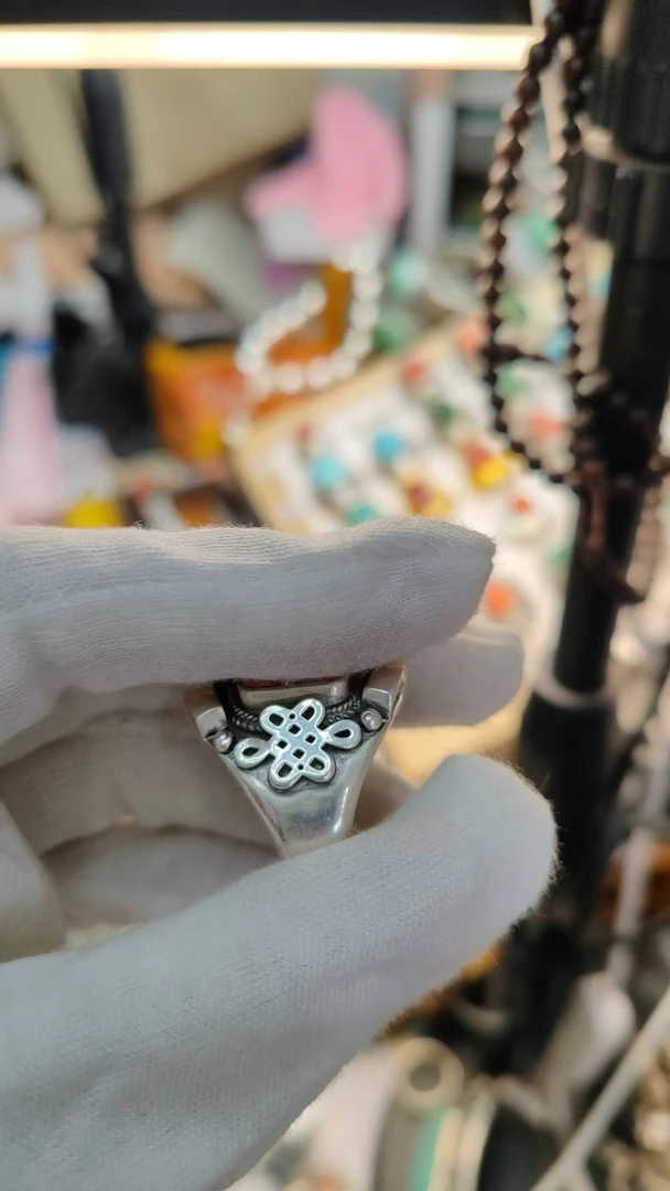 足银戒指 吉祥结足银手工戒指