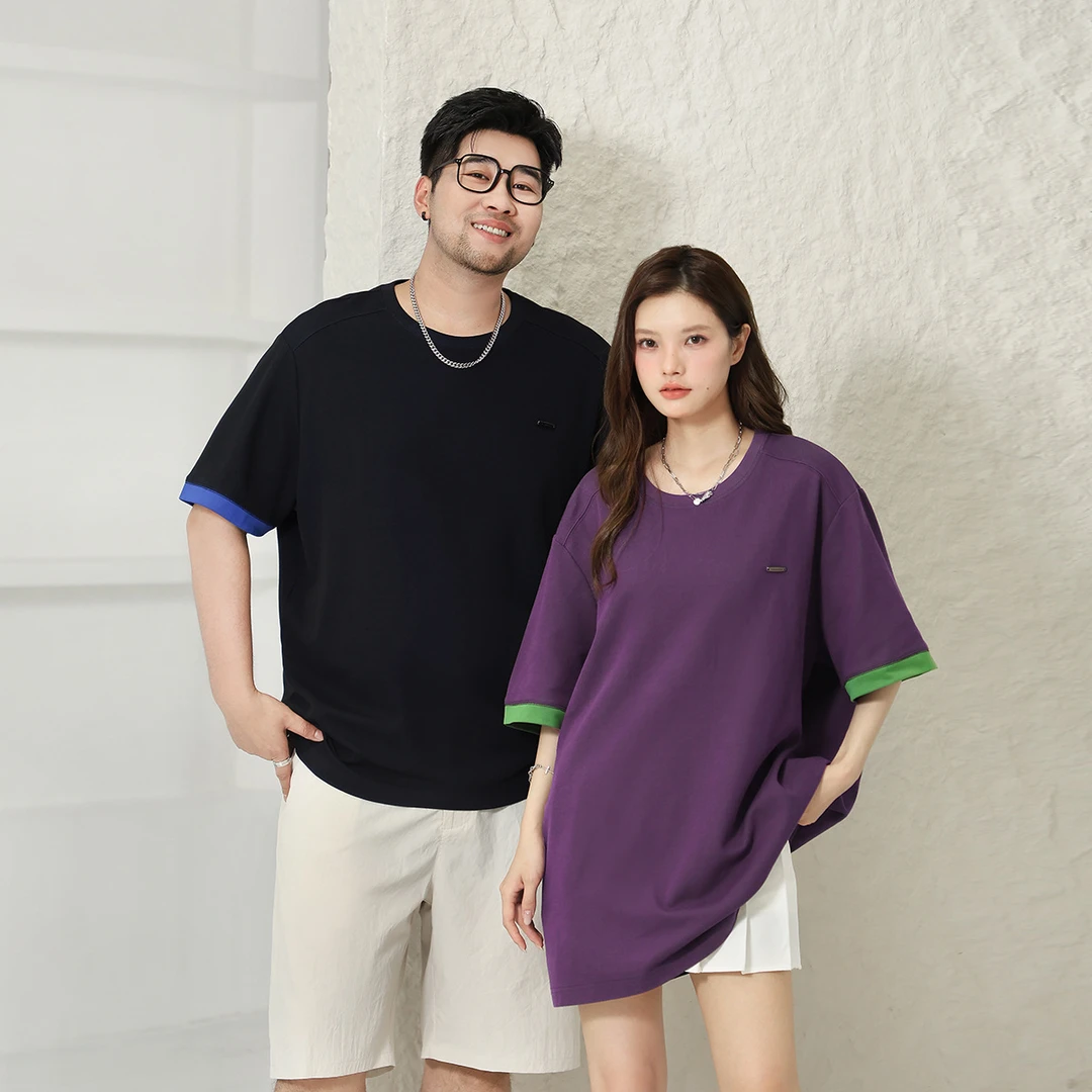 【清爽透气】森老板大码男装遮肉显瘦夏季短袖宽松胖男生t恤半袖