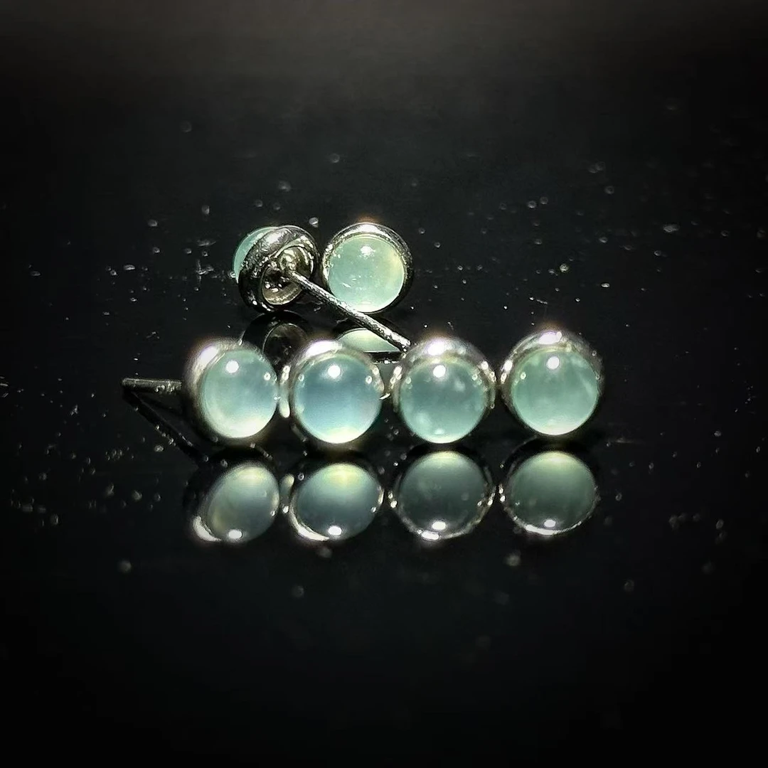 YS8768 高冰猫眼蓝水圆形耳饰 多样性发其一