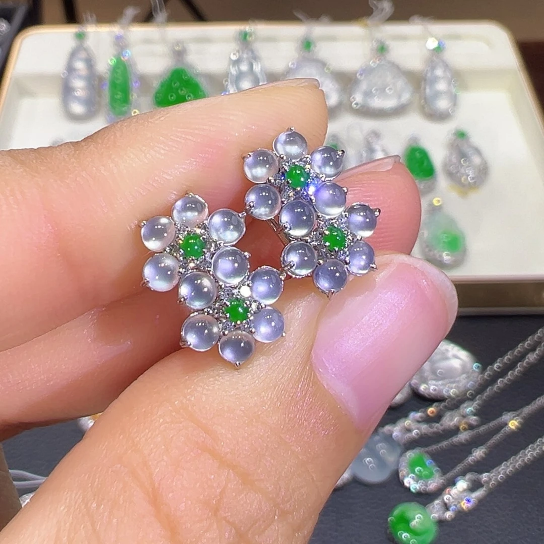 翡翠18K金镶嵌耳饰