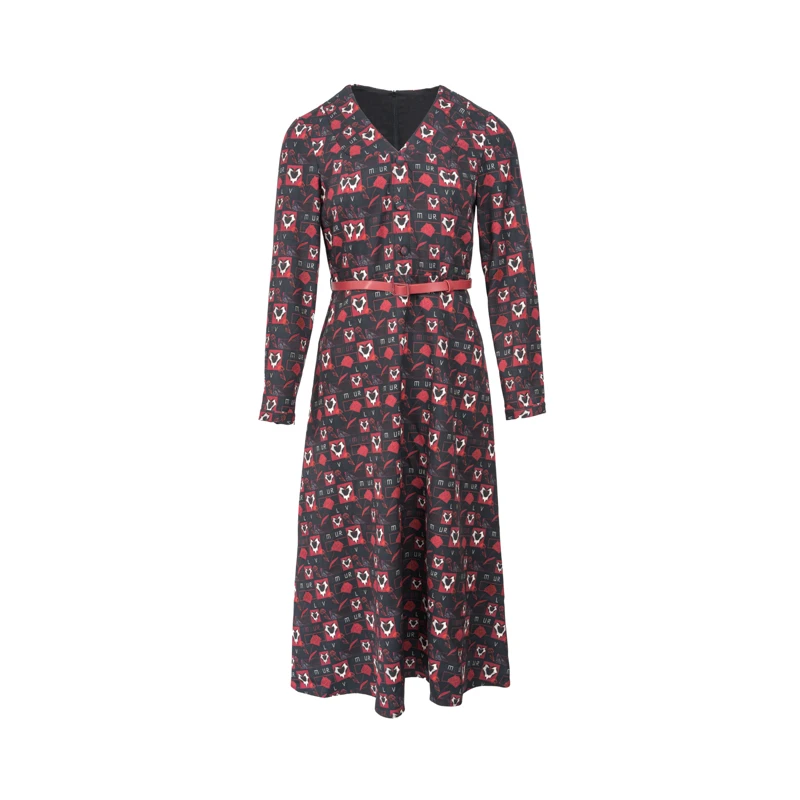 【她翼】春季连衣裙碎花显瘦气质长袖时尚女士印花优雅AF4142354437