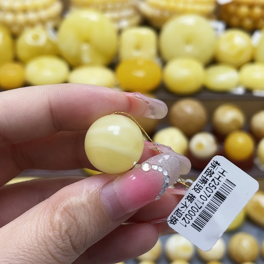 裸石琥珀未镶嵌16.3mm浓蜡妖花圆珠