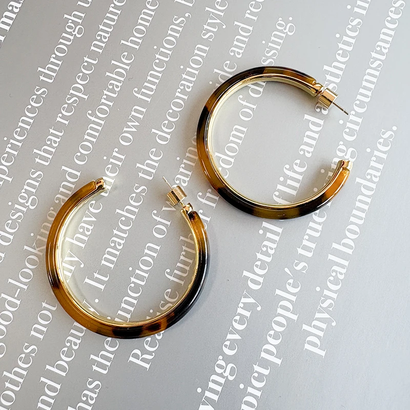 铜合金珐琅耳饰 Say nono【懒猫nono】琥珀色大圈耳环复古耳饰