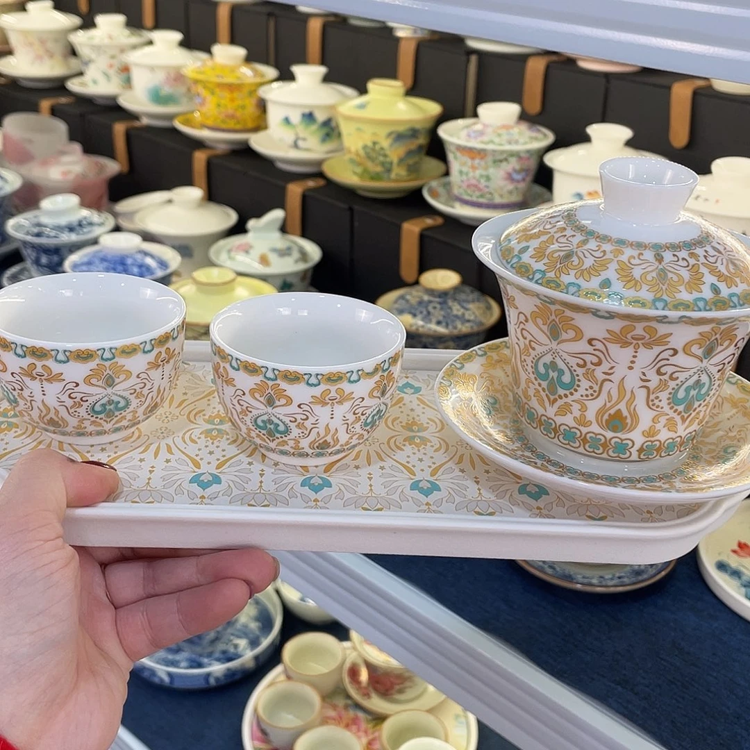 陶景德陶瓷盖碗茶具