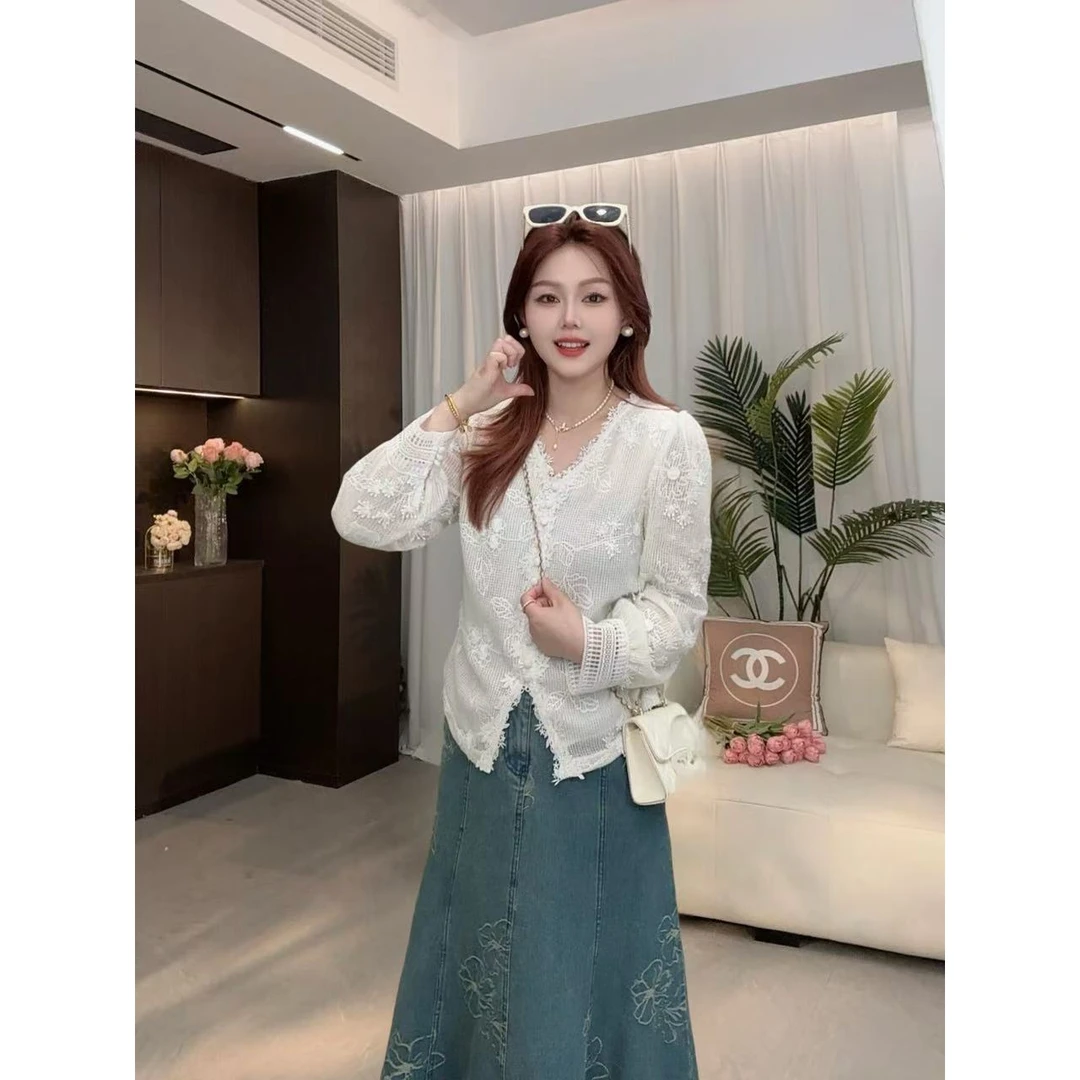 楠序迪迪微胖女装2025春季新款法式气质显瘦小衫上衣DD10121