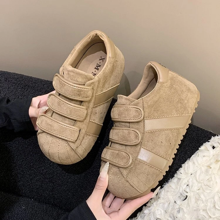增高休闲甜辣千金风魔术贴休闲板鞋保暖复古德训鞋