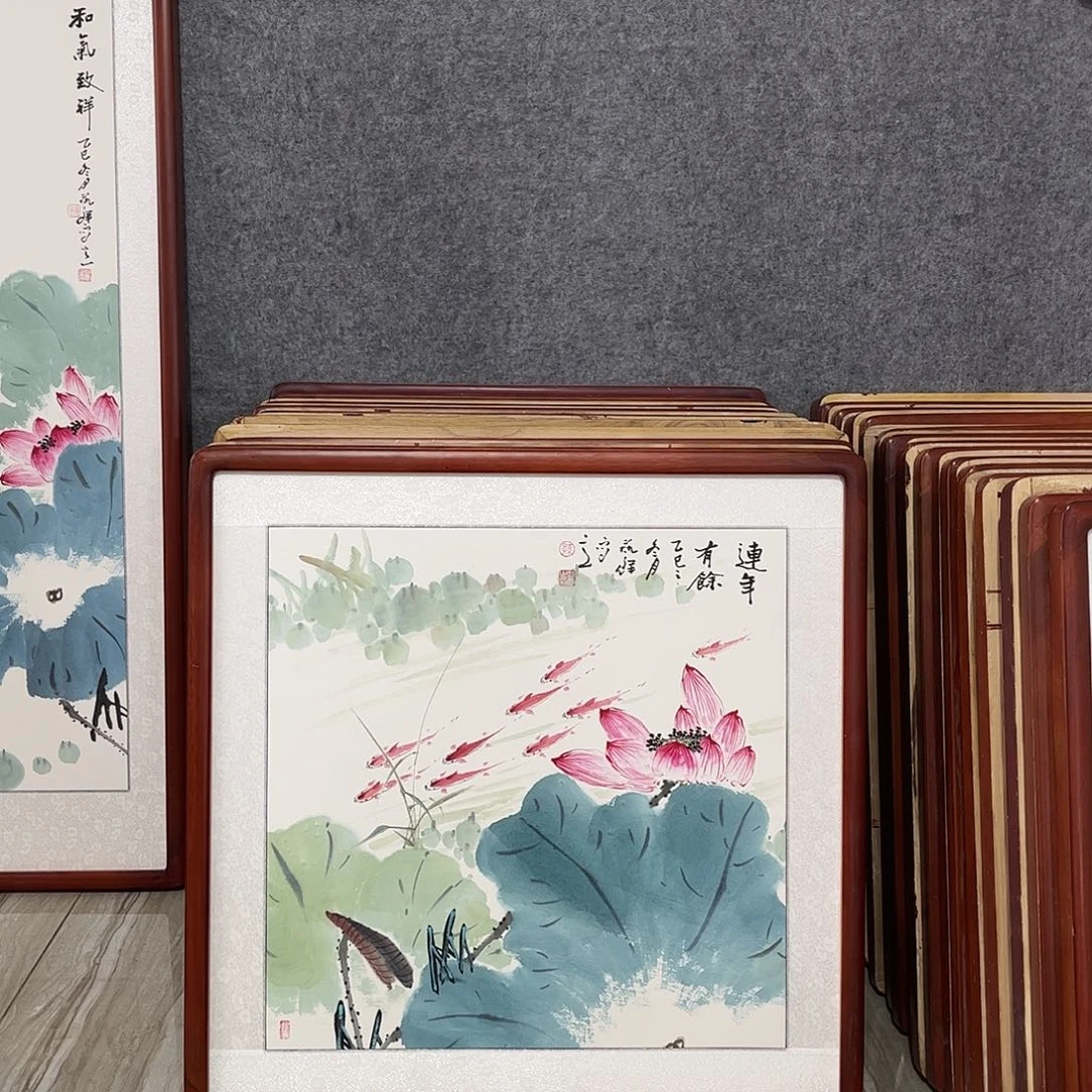 国画书画作品带框63×63