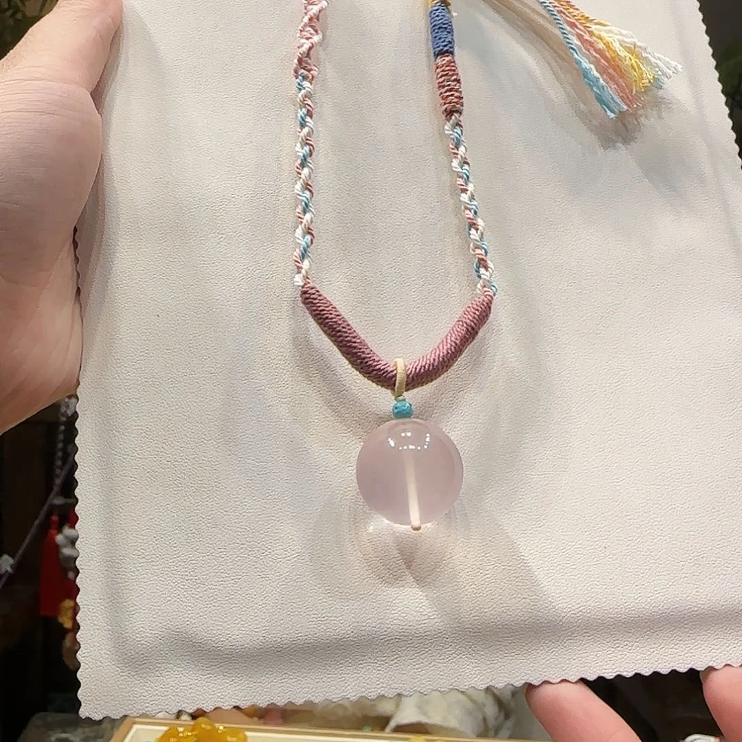 未镶嵌水晶项链粉水晶24mm