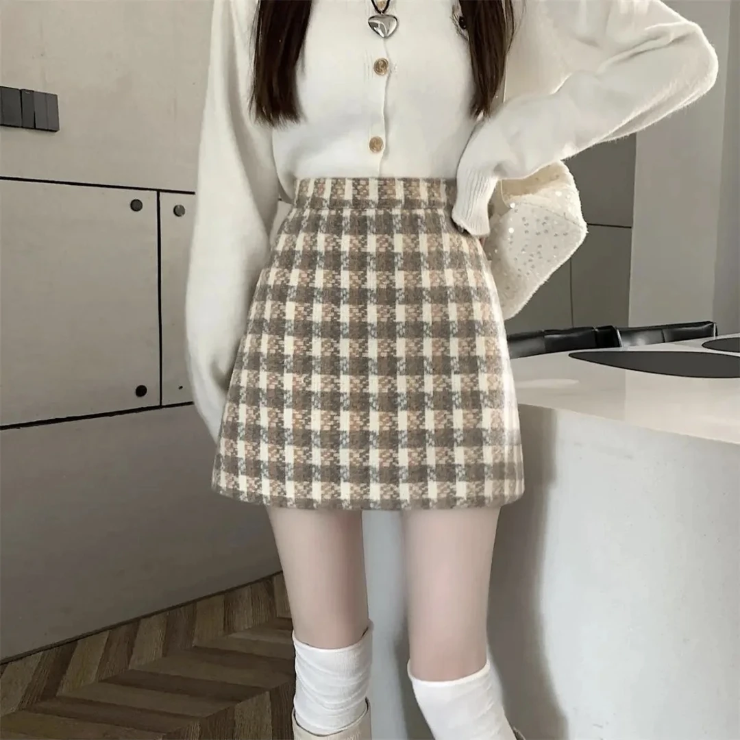 【801-850】秋冬新款高腰显瘦百搭毛呢裙