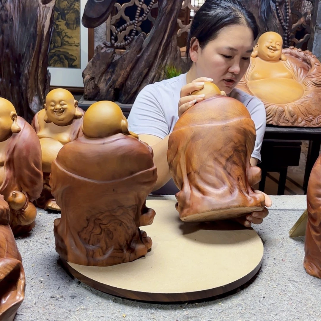 诚***实香樟木茶壶弥勒佛