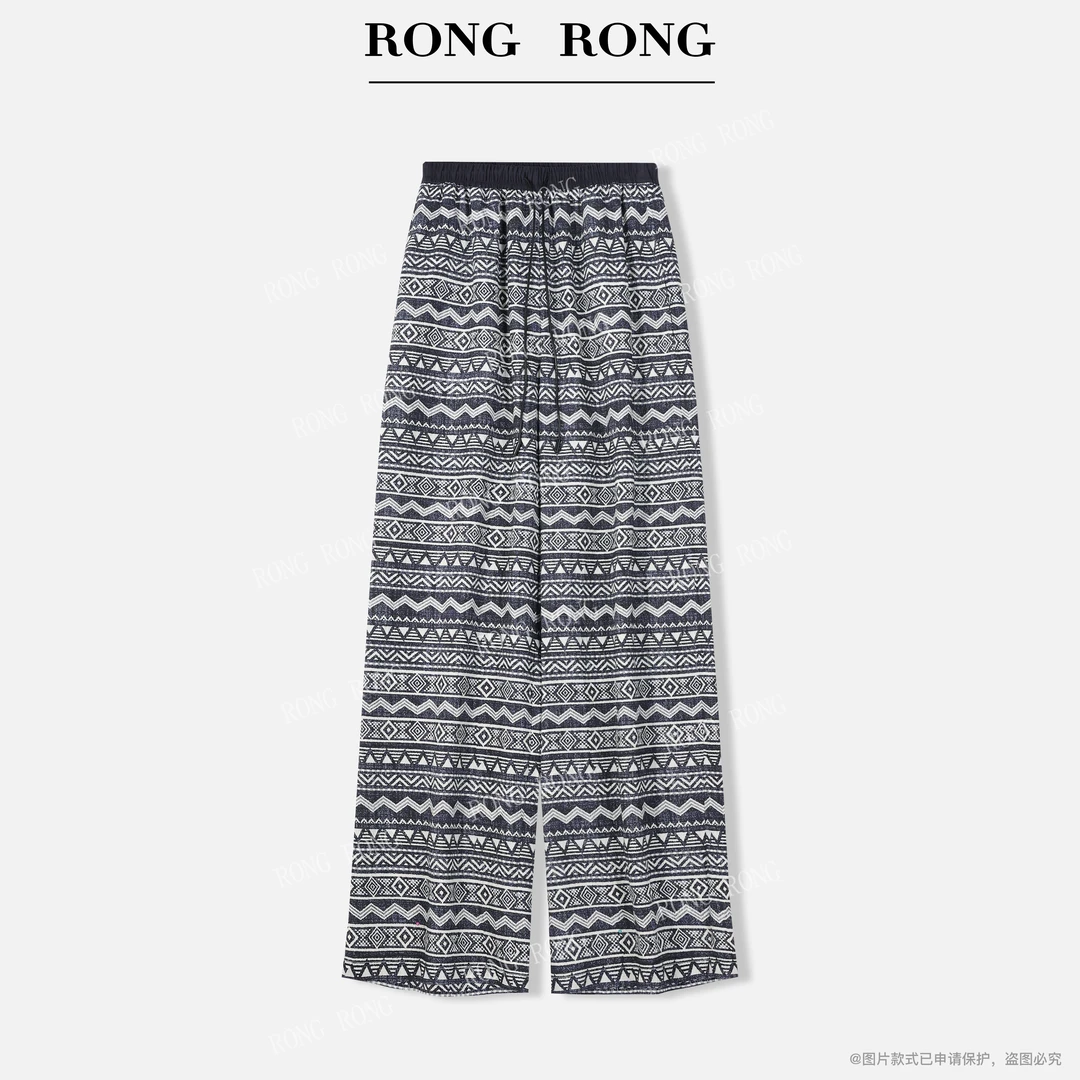 溶溶【异域画廊】RONGRONG 高腰艺术绘画工艺波西米亚休闲裤25C8109