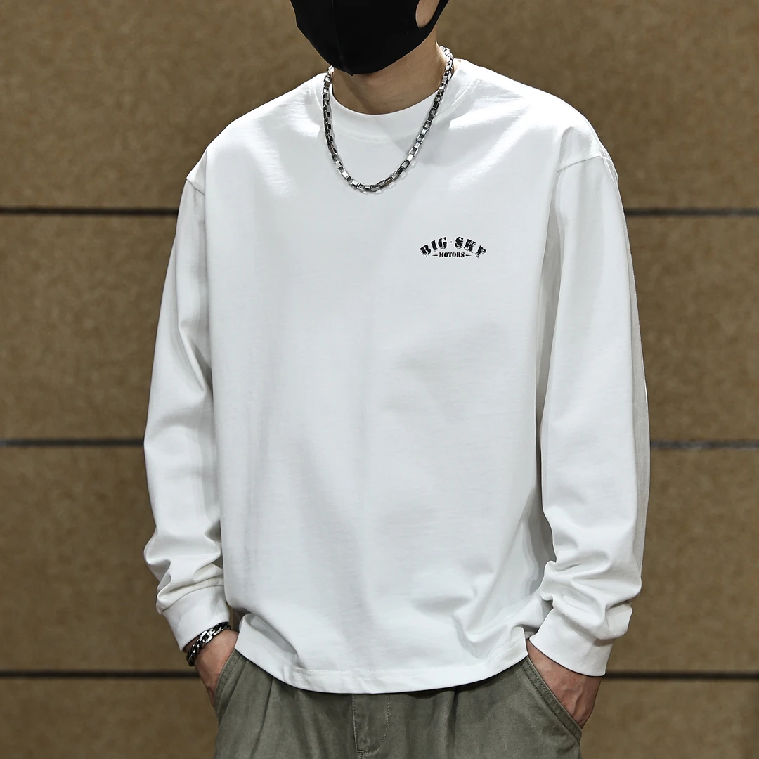 美式复古印花长袖t恤男士秋季新款纯棉潮牌休闲圆领内搭体恤男装