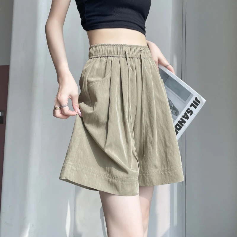 夏季薄款山本短裤女2025新款高腰休闲五分直筒垂感运动阔腿裤