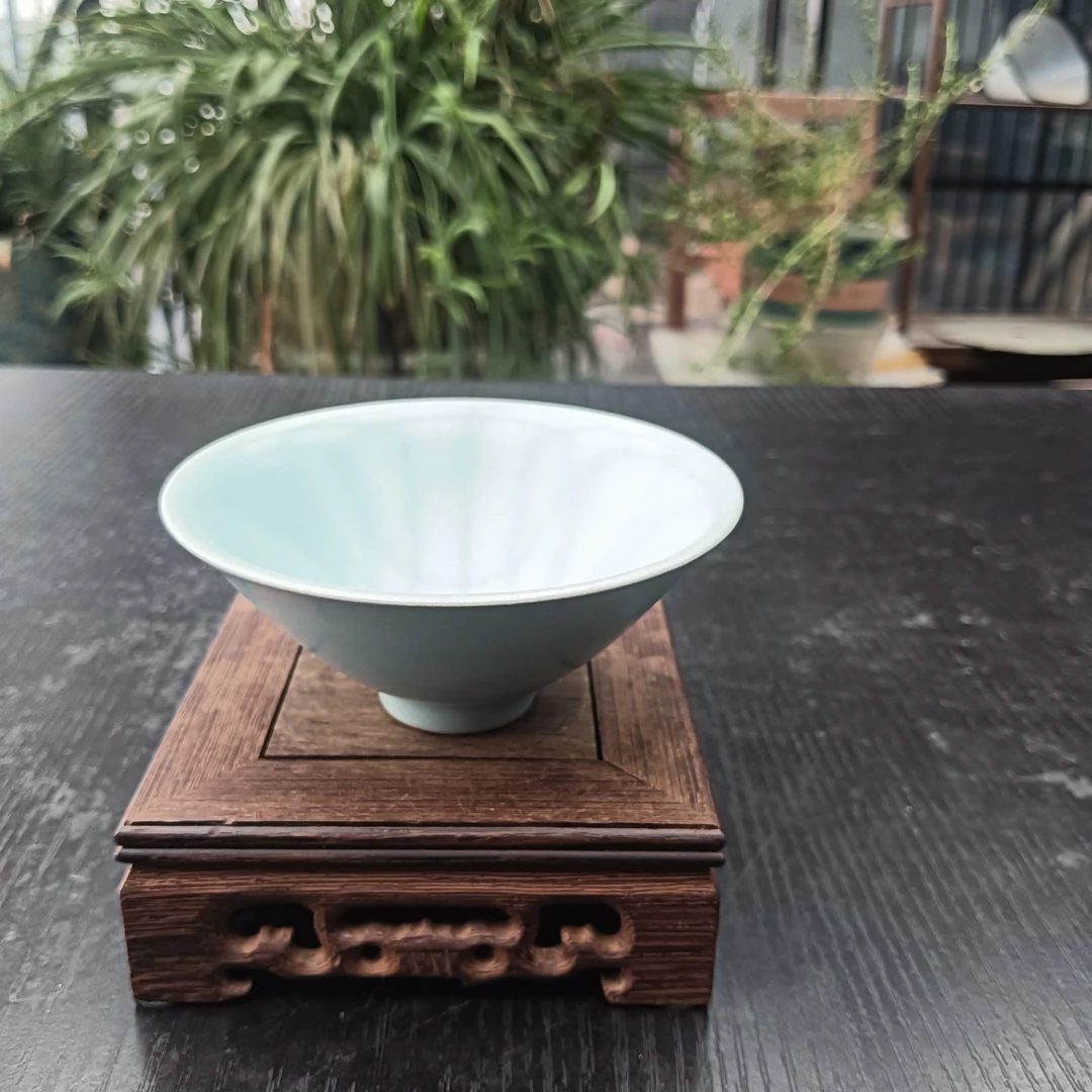汝州原矿釉天青斗笠主人杯陶瓷复古可养茶杯