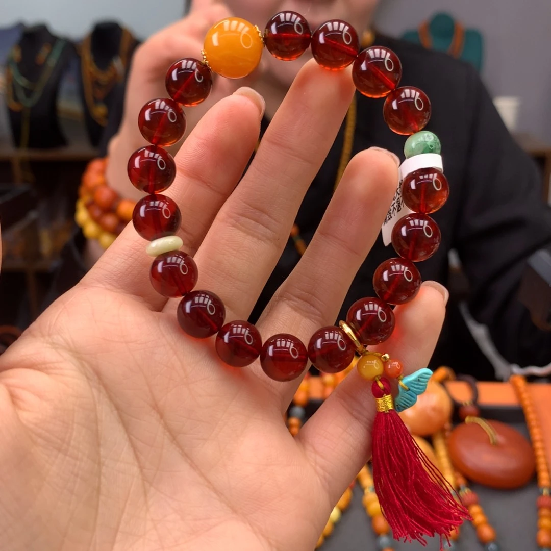 血珀手串未镶嵌天然