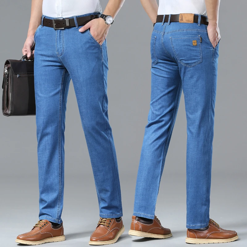 正品保罗高档轻奢直筒牛仔裤男款新款时尚刺绣弹力休闲男士长裤子