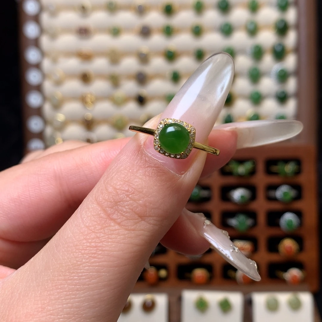 和田玉银S925镶嵌戒指