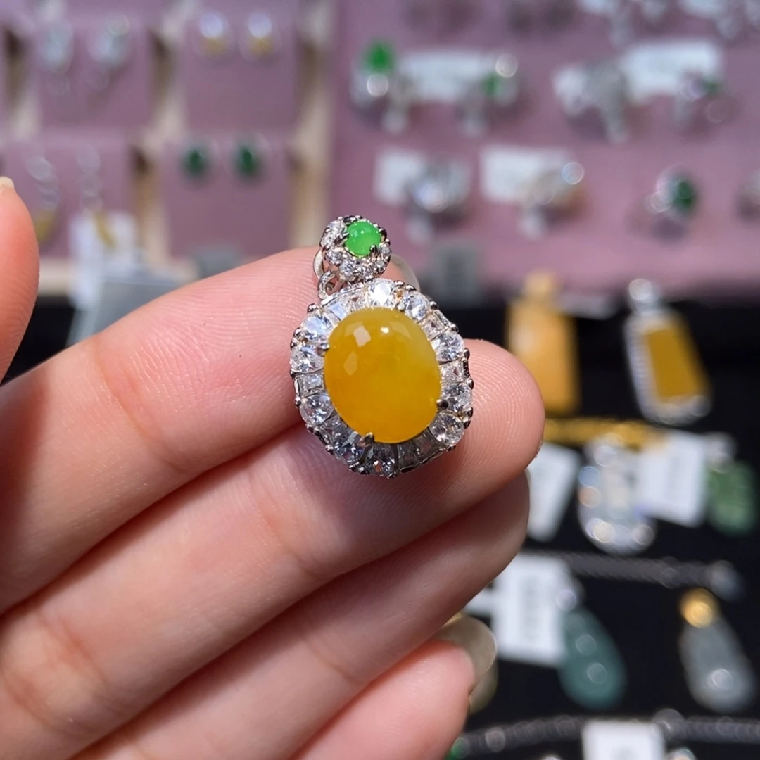 翡翠银S925镶嵌颈饰纯天然缅甸翡翠A货吊坠