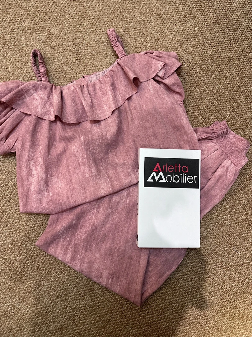 MissHuo 一字肩上衣阔腿两件套 B粉色 2819