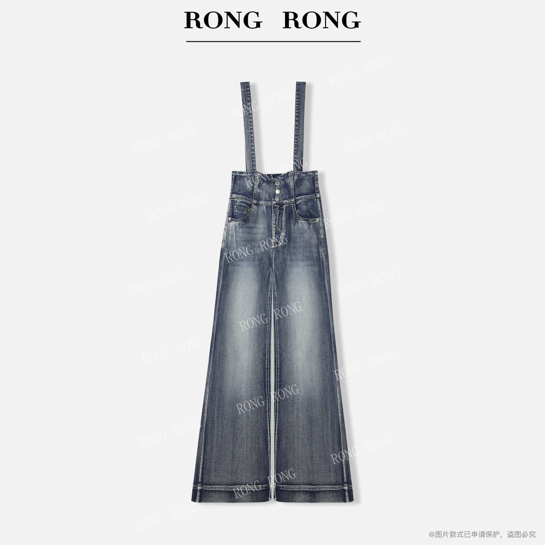 溶溶【蓝调清诗】RONGRONG 美式复古洗水工艺百搭牛仔背带裤RR5556