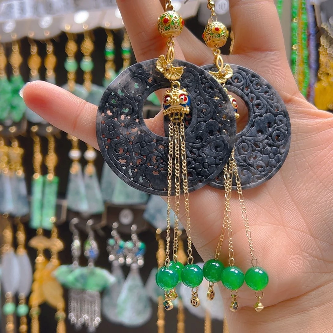 未镶嵌翡翠耳坠翡翠