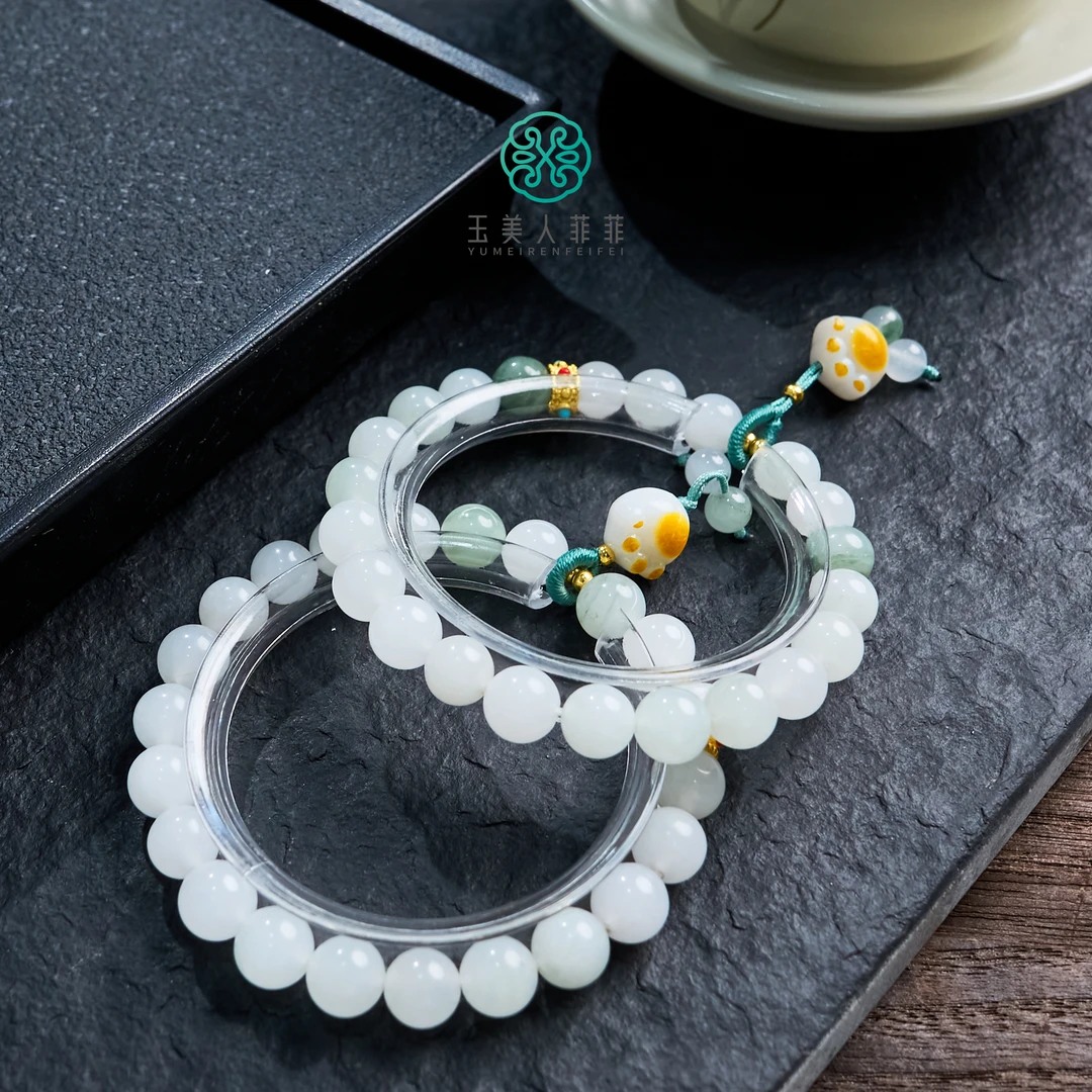 菲菲珠宝好~天山翠单圈手串圆珠约8mm/多样性发一