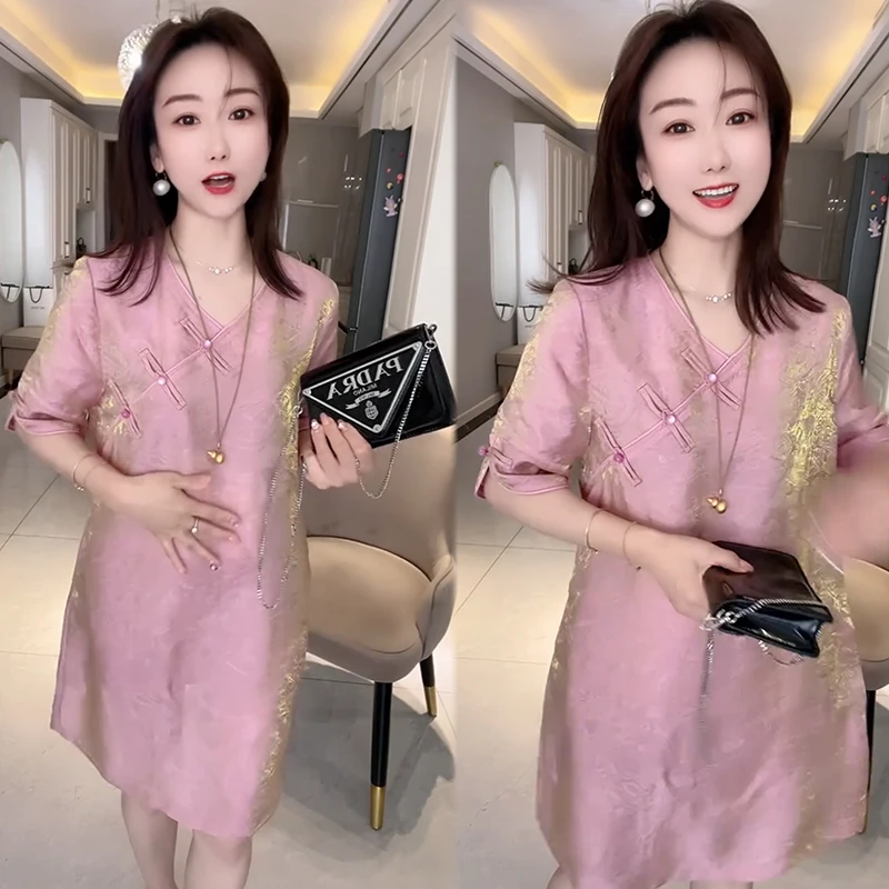 2025夏季新款时尚显瘦气质网红高档洋气女高级百搭宽松大码连衣裙
