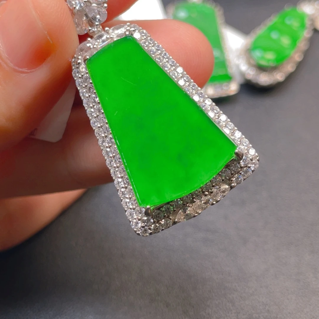 翡翠银S925镶嵌吊坠(不含链)