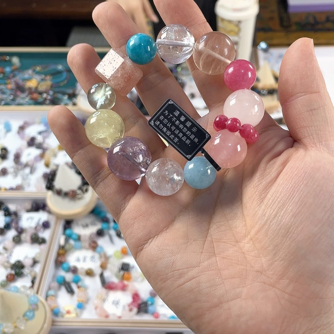 水晶手链银S925镀金镶嵌