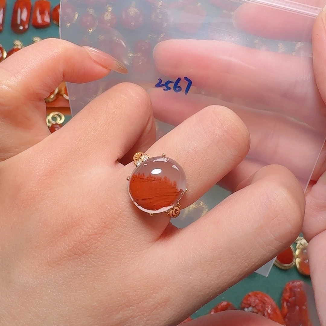 南红玛瑙银S925镶嵌戒指