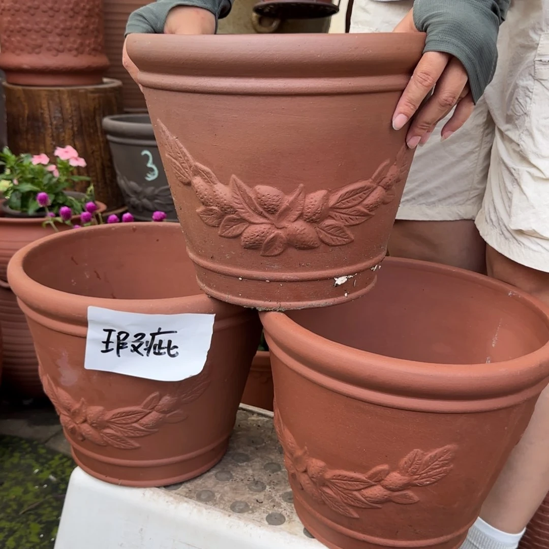 紫砂花盆口30高24宜兴紫砂瑕疵粗糙花泥