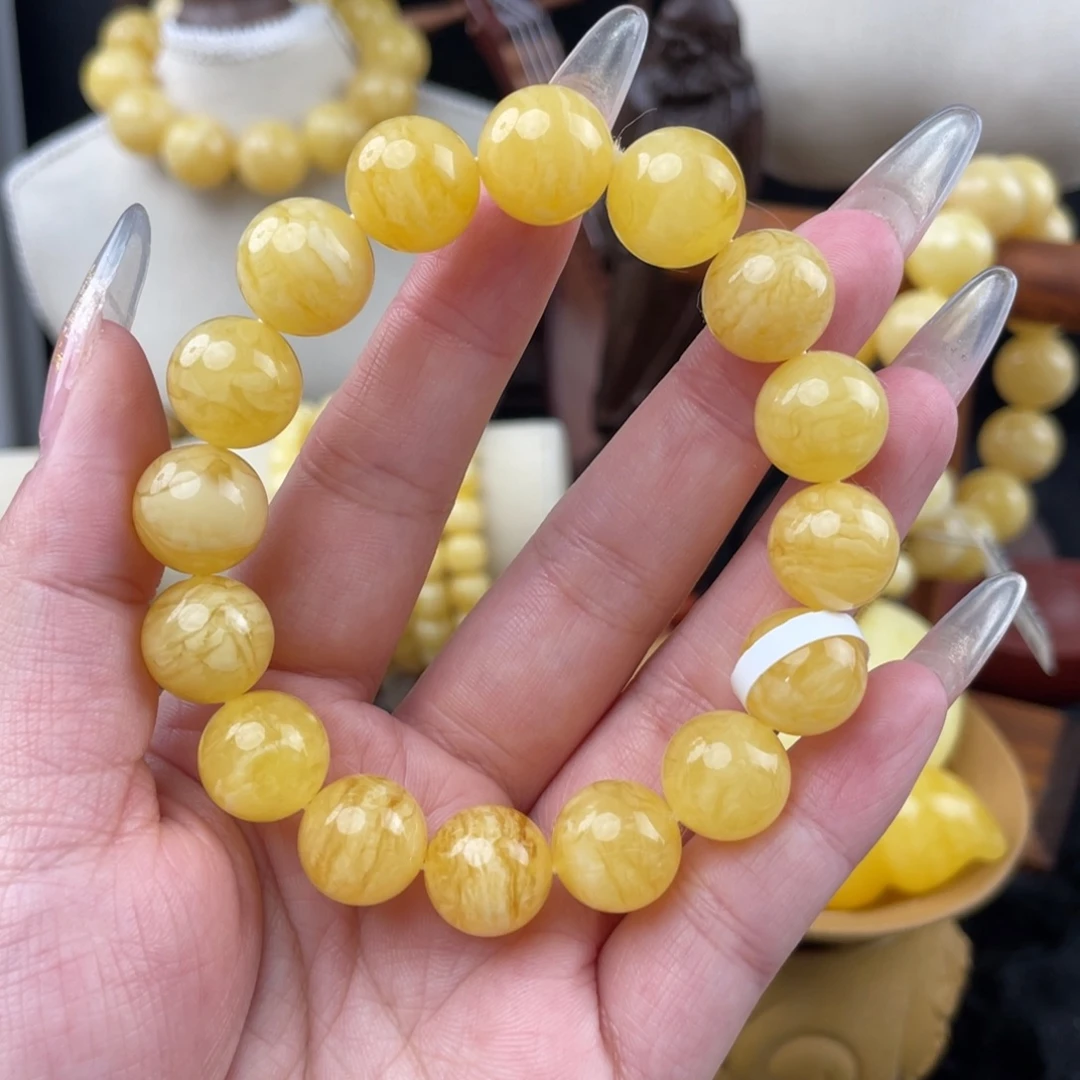 琥珀未镶嵌裸石满蜡虎皮顺纹13