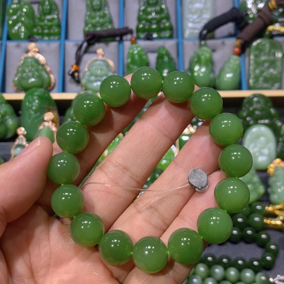 【闪购商品】和田玉吊坠(不含链)未镶嵌阳绿手串 12